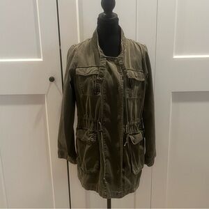 Steve Madden Olive Utility Field Jacket with Drawstring Waist
